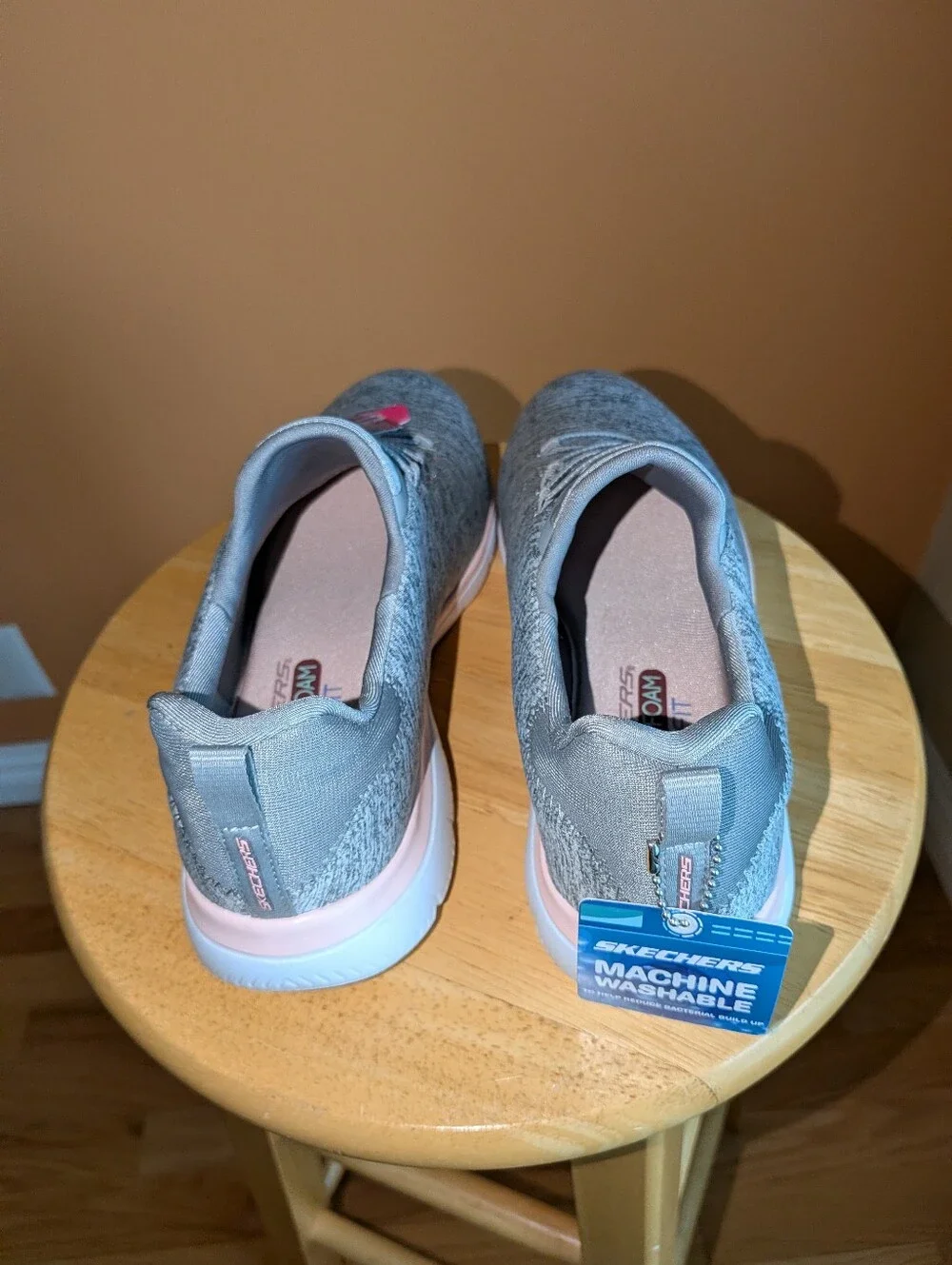 Skechers Women's Grey Knit Slip-On Walking Shoes